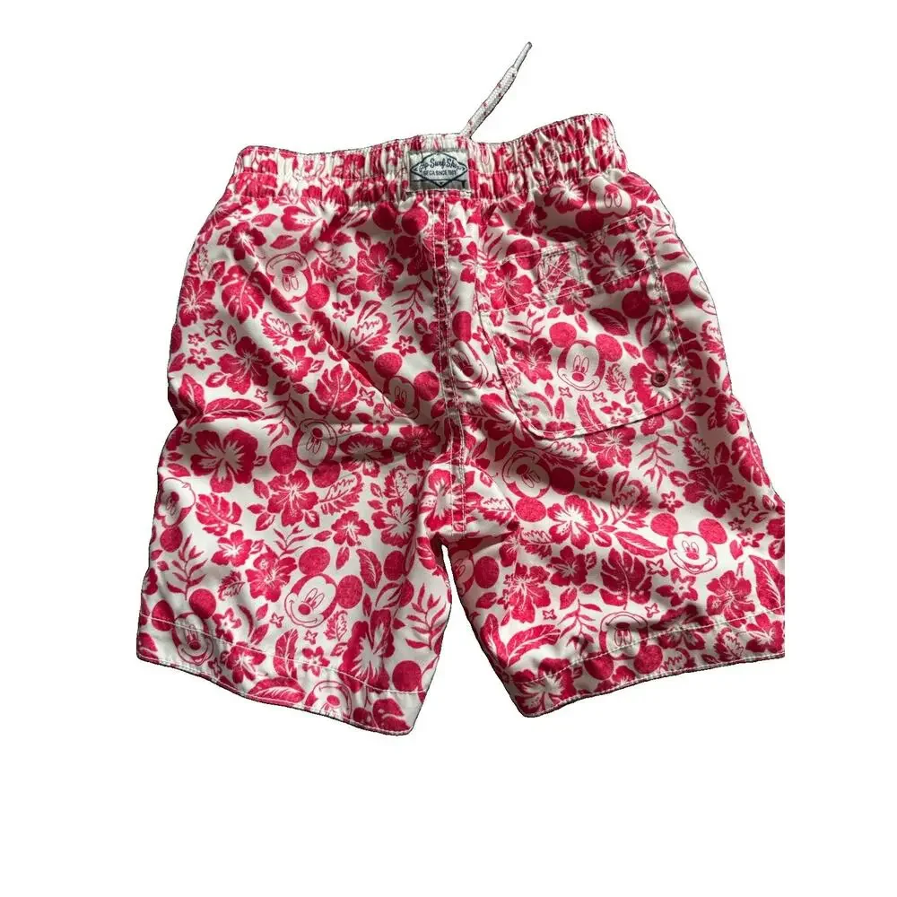 Disney GAP Mickey Mouse Swim Tropical Trunks Red White Size 5 Year Old Aloha